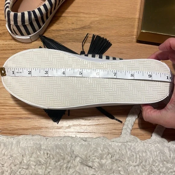 Designer Loeffler Randall Logan Striped Canvas Sneaker w/leather tassles - Picture 9 of 9